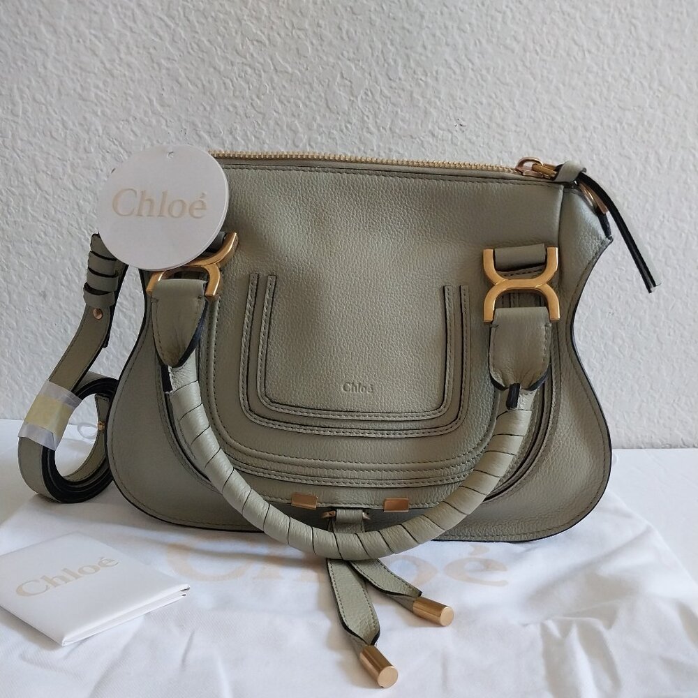 Chloe Small Marcie Grained Leather Crossbody Bag Faded Green - Picture 10 of 10